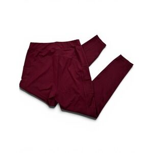 Pop Fit Burgundy High Waisted Activewear Leggings with Side Pockets Womens XL